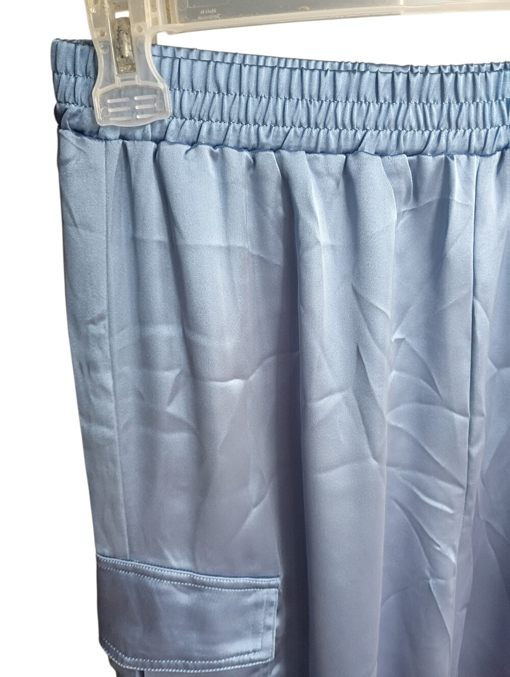 NWT Double Zero Gray/Blue Satin Cargo Pants Size Small - Picture 2 of 7